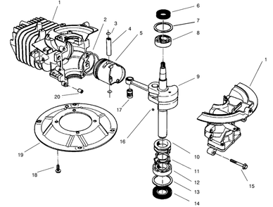 Crankshaft Assembly Diagram and Parts List for 26643 7900001 - 7999999 Toro Lawn Mower