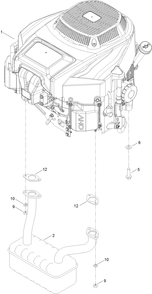 Engine And Muffler Assembly Diagram and Parts List for 75760W 407200000 - 410299999 Toro Lawn Tractor