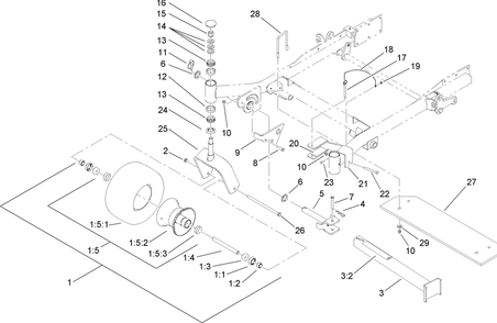 Caster Wheel Assembly Diagram and Parts List for 74265TE (260000001-260999999)(2006) Toro Lawn Mower