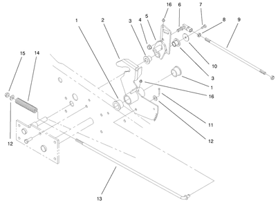 Parking Brake Lower Assembly Diagram and Parts List for 73552 9900001 - 9999999 Toro Lawn Tractor