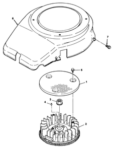 12hp Engine Flywheel & Cover Assembly Diagram and Parts List for R2-12O502 2000001 - 2999999 Toro Lawn Tractor