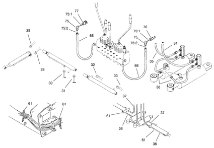 Hydraulics Assembly Diagram and Parts List for 22412 990001 - 999999 Toro Lawn Tractor Accessories