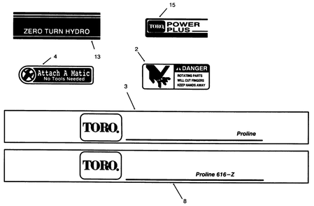 Decals (Continued) Diagram and Parts List for 74041 39000001 - 39999999 Toro Lawn Tractor