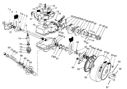 Gear Case Assembly Diagram and Parts List for 22153BC 5900001 - 5999999 Toro Lawn Mower