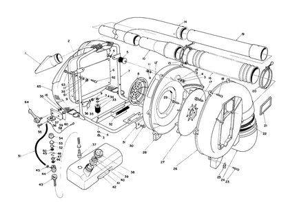 Blower Assembly Diagram and Parts List for 30941 6000001 - 6002183 Toro Leaf Blower / Vacuum