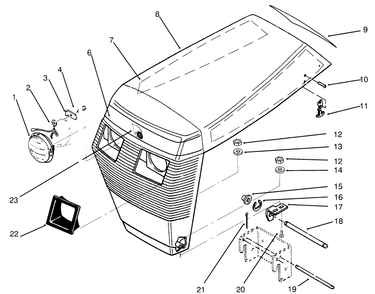 Hood Assembly Diagram and Parts List for 73362 6900001 - 6999999 Toro Lawn Tractor