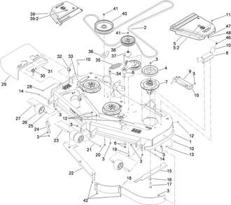 Deck Assembly Diagram and Parts List for 74925TE (310000001-310999999)(2010) Toro Lawn Mower