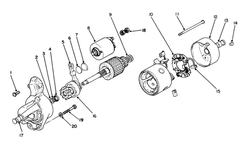 Starter-Engine, Onan Model No. P220g, Type No. 1/10808c Diagram and Parts List for 30798 9000001 - 9999999 Toro Lawn Tractor