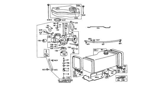 Carburetor And Fuel Tank Assembly Model No. 170702-1203 And Model No. 170705-1202 Diagram and Parts List for 56173 2000001 - 2999999 Toro Lawn Tractor Accessories