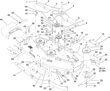 Part Location Diagram of 110-3931 Toro Deck Assembly