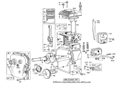 Engine Briggs & Stratton Model No. 130292-0371 Diagram and Parts List for 58210 2000001 - 2999999 Toro Tiller