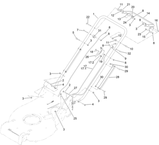 Handle And Control Assembly Diagram and Parts List for 22295 413000000 - 999999999 Toro Lawn Mower