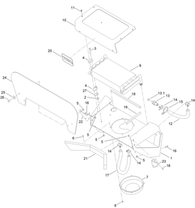 Cooler Assembly Diagram and Parts List for 23214 414000000 - 999999999 Toro Stump Grinder