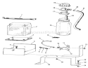 Battery And Coolant Compensating Bottle Diagram and Parts List for 91-20RG01 1981 Toro Lawn Tractor