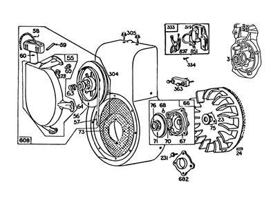Engine Briggs & Stratton Model No. 252412-0685-01 Diagram and Parts List for 38090 4000001 - 4999999 Toro Snow Blower