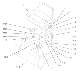 Seat Diagram and Parts List for 72045 8900001 - 8900399 Toro Lawn Tractor