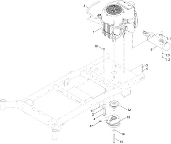 Engine And Muffler Assembly Diagram and Parts List for 76608 400000000 - 417419999 Toro Lawn Tractor