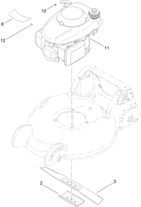 Engine And Blade Assembly Diagram and Parts List for 20897 316000001 - 316999999 Toro Lawn Mower