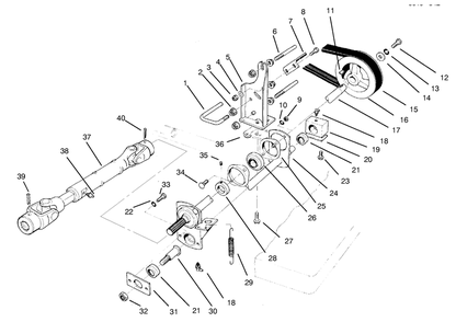Power Take-Off Assembly Diagram and Parts List for 30620 790001 - 799999 Toro Lawn Tractor
