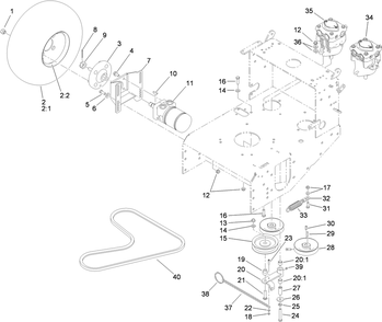 Pump Drive And Engine Pulley Assembly Diagram and Parts List for 39934 (310000001-310999999)(2010) Toro Lawn Mower