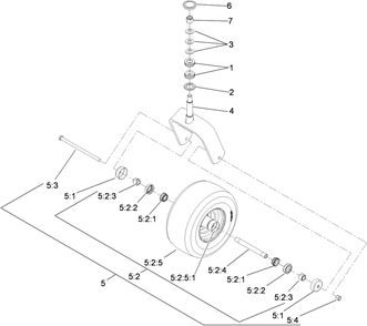 Caster Wheel And Fork Assembly Diagram and Parts List for 74923TE (290000001-290999999)(2009) Toro Lawn Mower