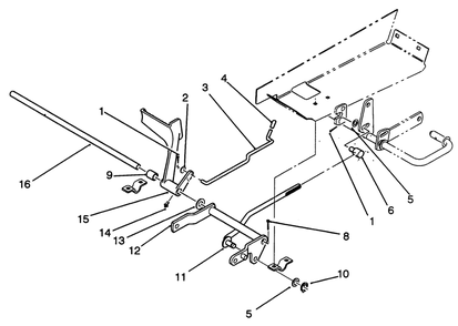Brake Pedal Assembly Diagram and Parts List for R2-16BE01 2000001 - 2999999 Toro Lawn Tractor