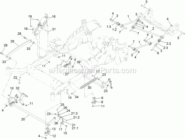 Decklift Assembly Diagram and Parts List for 74956 313000001-313999999 Toro Lawn Mower