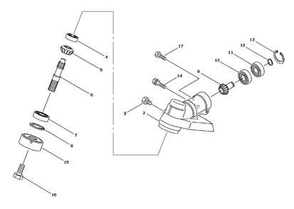 Gearcase Assembly Diagram and Parts List for 53011 890001 - 895000 Toro Trimmer