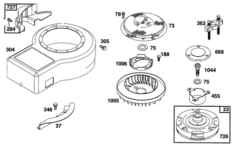 Engine Briggs & Stratton Model 28n777-0174-01 Diagram and Parts List for 71193 6900001 - 6999999 Toro Lawn Tractor