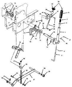 Manual Lift Linkage Diagram and Parts List for 73440 5900223 - 5999999 Toro Lawn Tractor
