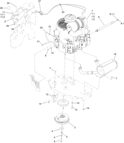 Engine, Clutch And Muffler Assembly Diagram and Parts List for 72910 409521812 - 412799999 Toro Lawn Tractor