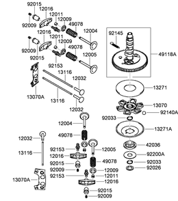 Valve And Camshaft Assembly Diagram and Parts List for 74569 (290000001-290000206)(2009) Toro Lawn Mower