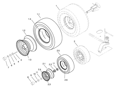 Wheel & Tire Asm Diagram and Parts List for 74105 79000001 - 79999999 Toro Lawn Tractor