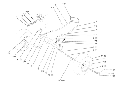 Front Axle Diagram and Parts List for 72042 5900001 - 5900796 Toro Lawn Tractor