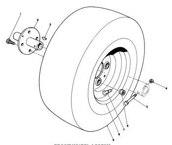 Front Wheel Assembly Diagram and Parts List for 30718 1000001 - 1999999 Toro Lawn Tractor