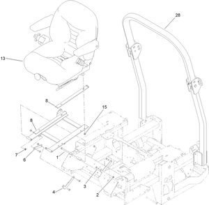 Seat And Roll-Over Protection System Assembly Diagram and Parts List for 74268 (313000001-313999999)(2013) Toro Lawn Mower