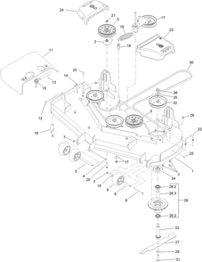 Deck Assembly Diagram and Parts List for 74143 (316000001-316999999)(2016) Toro Lawn Mower