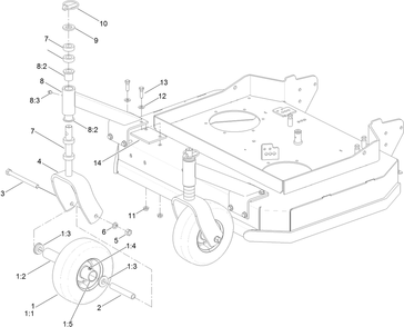 Caster Assembly Diagram and Parts List for 2710 316000001 - 316999999 Toro Lawn Tractor Accessories