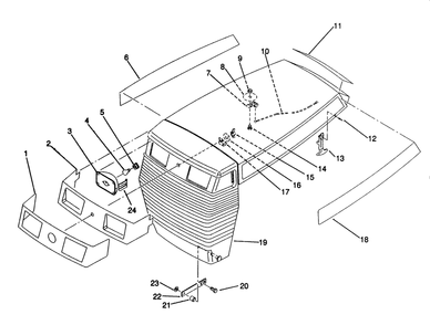 Hood Assembly Diagram and Parts List for 22-14O501 1000001 - 1999999 Toro Lawn Tractor
