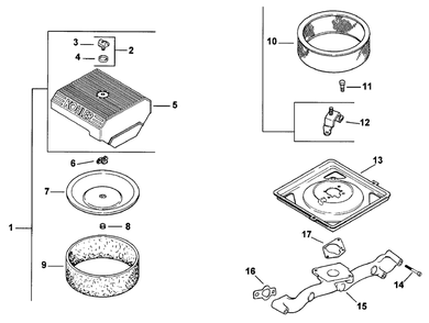 Air Intake Diagram and Parts List for 74182 (890184-891199)(1998) Toro Lawn Tractor