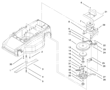 Motor & Blade Assembly Diagram and Parts List for 20050 99000001 - 99999999 Toro Lawn Mower