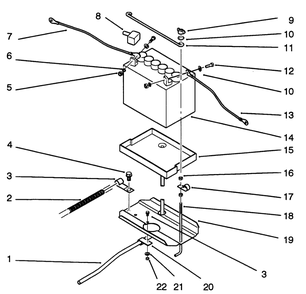 Battery Assembly Diagram and Parts List for 22-14O502 2000001 - 2999999 Toro Lawn Tractor