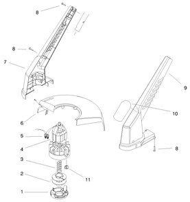 Motor & Housing Assembly Diagram and Parts List for 51308 99000001 - 99999999 Toro Trimmer