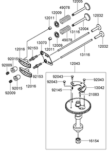Valve And Camshaft Assembly Diagram and Parts List for 22200TE (310000001-310999999)(2010) Toro Lawn Mower