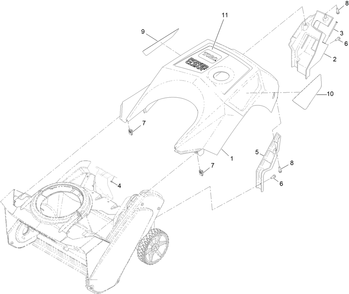 Shroud Assembly Diagram and Parts List for 38475 412500000 - 999999999 Toro Snow Blower