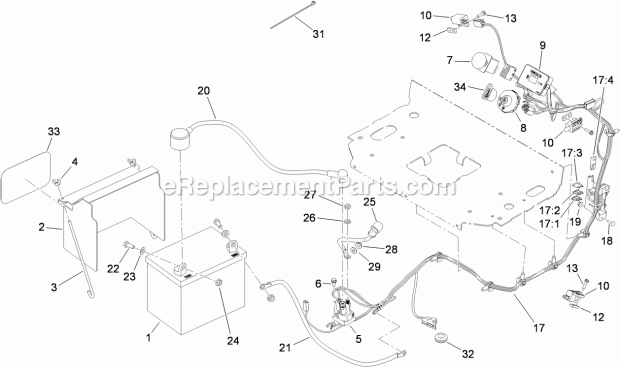 Electrical Assembly Diagram and Parts List for 74550 310000001-310999999 Toro Lawn Mower