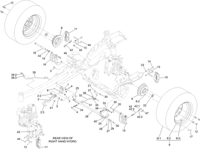 Parking Brake And Wheel Assembly Diagram and Parts List for 74959 402090000-403010621 Toro Lawn Mower