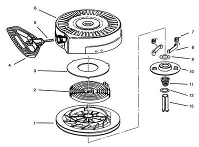 Rewind Starter No. 590646 Diagram and Parts List for 38054 6900001 - 6999999 Toro Snow Blower