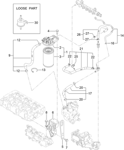 Fuel Line Assembly Diagram and Parts List for 22370 400000000 - 410399999 Toro Lawn Tractor Accessories