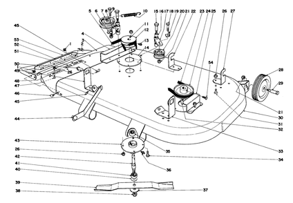 36" Mower Assembly Diagram and Parts List for 55166 3000001 - 3999999 Toro Lawn Tractor